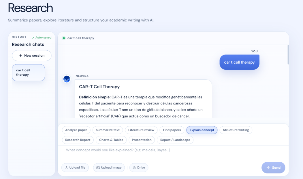 Neuvra Research interface